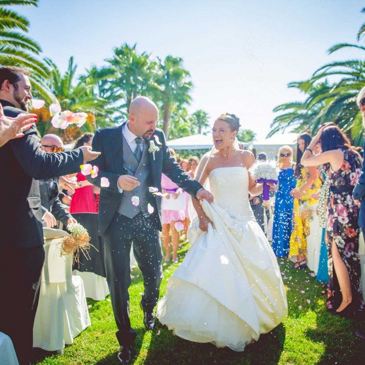 The pros and cons of walking down the aisle together. Photo by Marc Prades