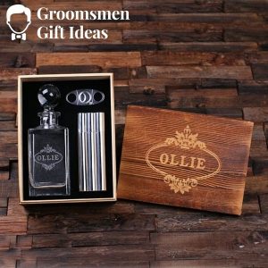 Personalized Whiskey Decanter with Cigar Gift Box