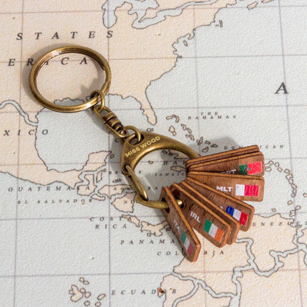 Personalised wooden keyring flag