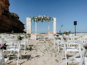 Mediterranean sea view from the wedding jaima tent in Calafat — perfect for coastal wedding ceremonies.