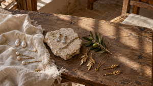 Bridal jewellery ideas for a wedding in Spain: how to choose earrings, necklace and hair pieces for a beach, castle or rustic finca venue.